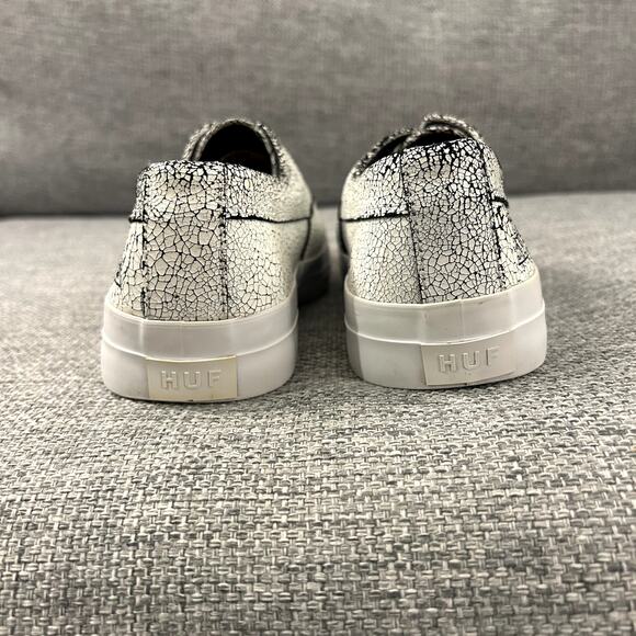 EUC HUF Dylan Slip-On Sneakers White Crackle Leather Size 8 Skate Casual Shoes - Picture 9 of 16